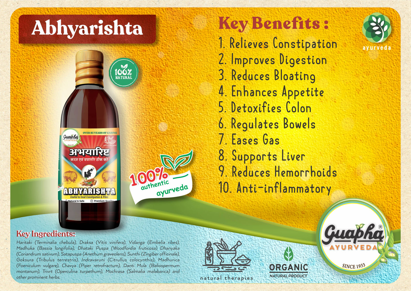 Abhyarishta 800ml (400ml*2) - Ayurvedic Digestive Tonic for Constipation Relief and Gut Health With Haritaki, Bibhitaki And Amlaki