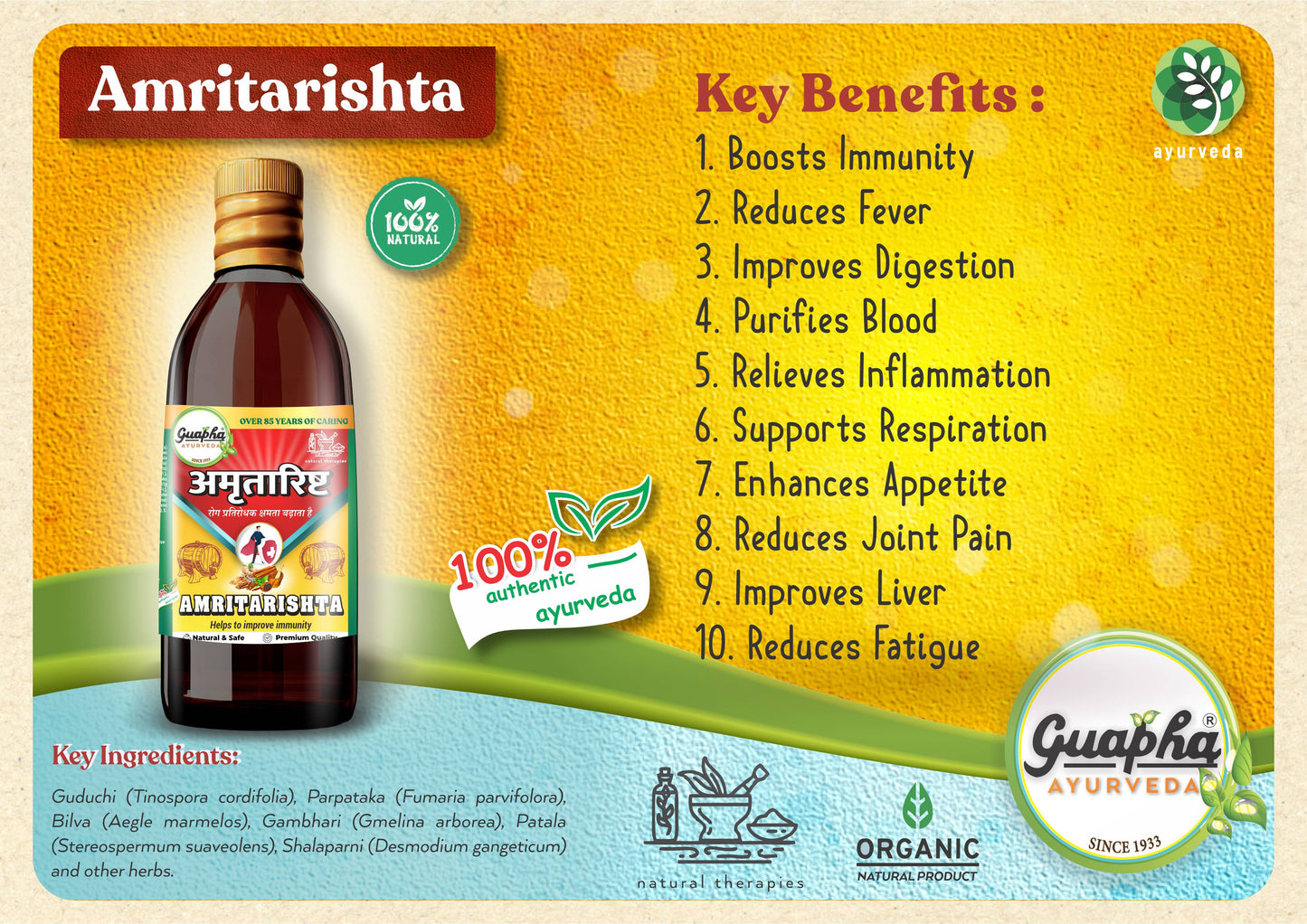 Amritarishta 800ml (400ml*2) | Ayurvedic Immune Booster and Fever Relief Tonic With Goodness Of Giloy, Ashwagandha, Shatavari