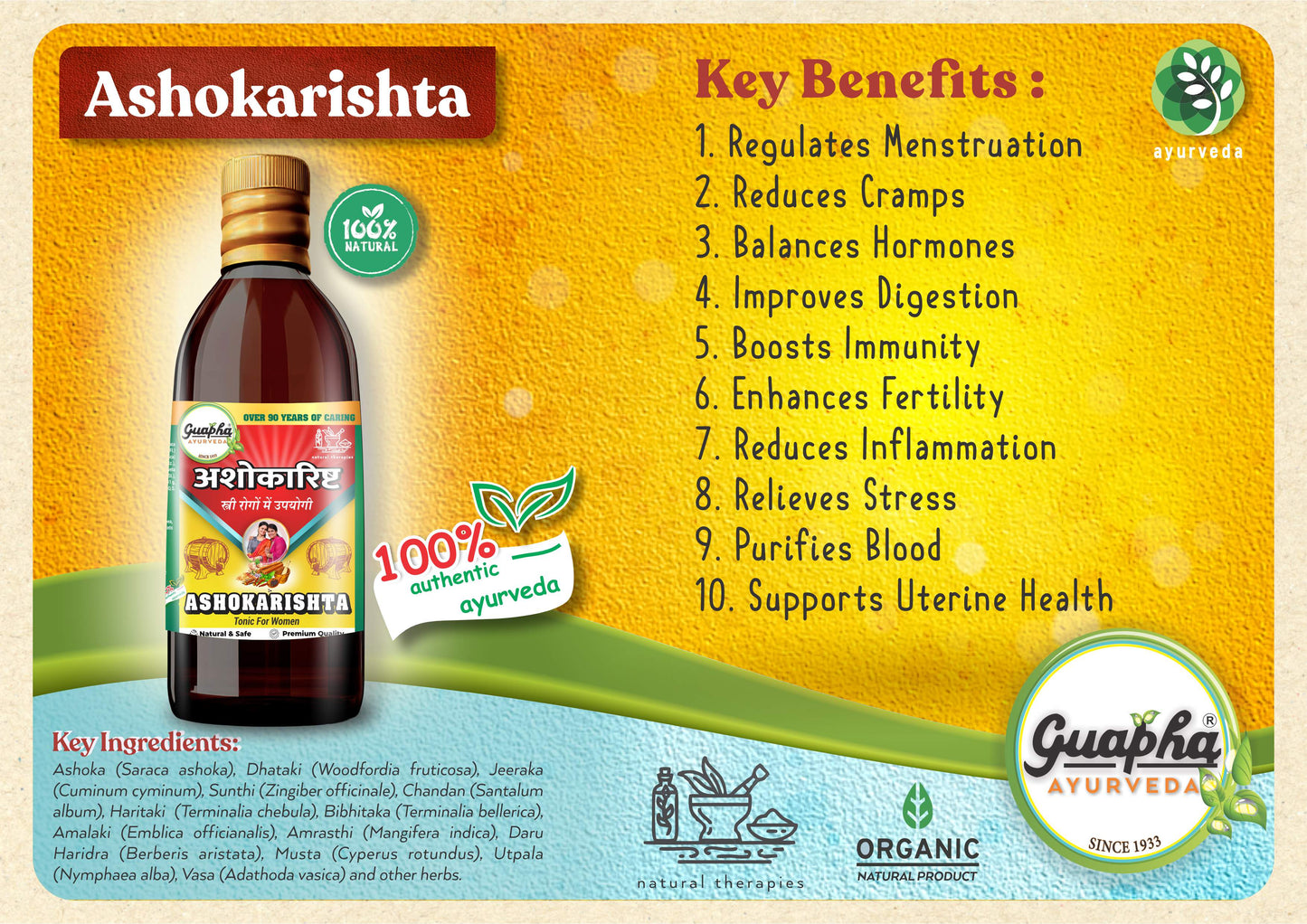 Ashokarishta 800ml (400ml*2) - Herbal Tonic for Women's Health and Hormonal Harmony | Supports Menstrual Comfort, Uterine Wellness, and Hormonal Balance