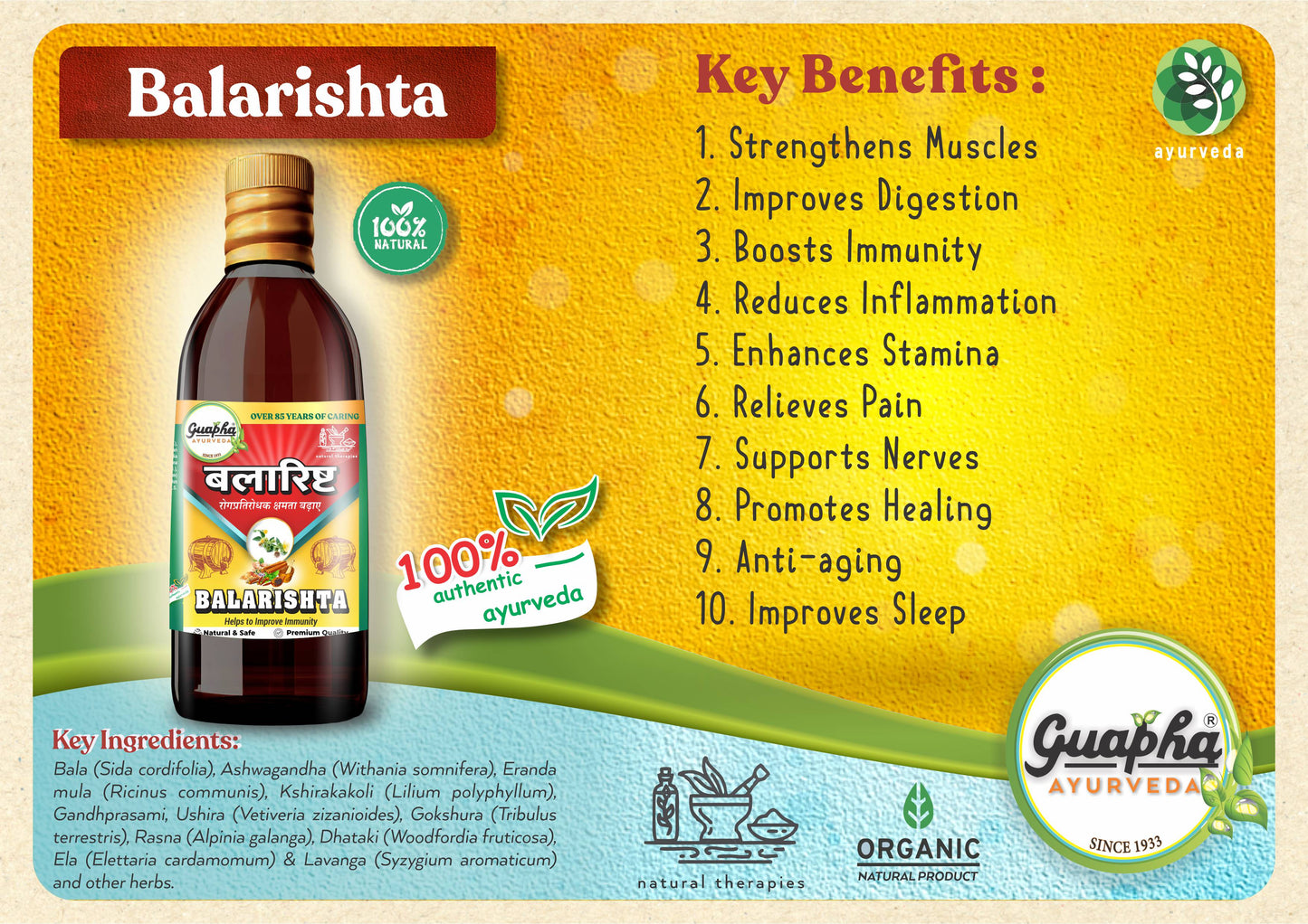 Balarishta 800ml (400ml*2) - Herbal Tonic for Strength, Stamina, and Vitality | Ayurvedic Energy Booster with Ashwagandha, Shatavari, and Gokshura | Holistic Support for Well-being