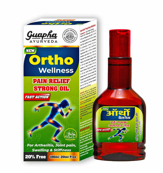 Guapha Ayurveda Ortho Wellness Pain Killer Strong Oil | Powerful Joint & Muscle Relief | Knee Pain, Neck Pain, Joint Pain, Shoulder Pain, Wrist Pain, Sprain | 120ml |