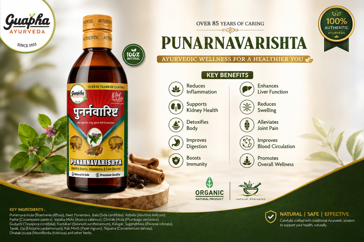 Punarnavarishta 800ml (400ml*2) - Herbal Solution for Kidney & Liver Health