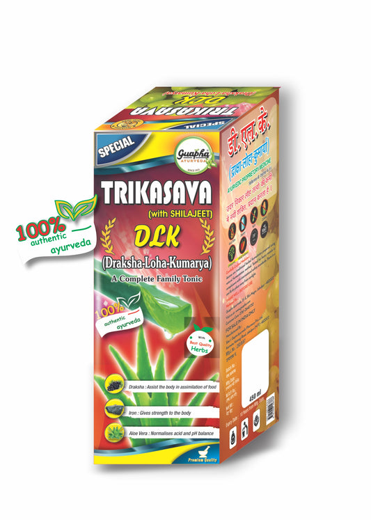 Guapha Ayurveda Trikasava Special (D.L.K.) | With Ashwagandha And Shilajeet | A complete Family Tonic 450ml