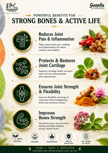 Guapha Ayurveda Ortho Wellness Tablets | For Healthy Bones & Joints With Herbal Extracts Of Boswellia Serrata, Curcumin, Rosehip | 60 Tablets