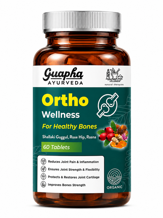 Guapha Ayurveda Ortho Wellness Tablets | For Healthy Bones & Joints With Herbal Extracts Of Boswellia Serrata, Curcumin, Rosehip | 60 Tablets