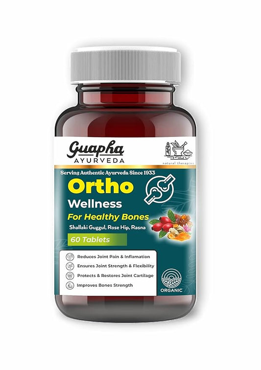 Guapha Ayurveda Ortho Wellness Tablets | For Healthy Bones & Joints With Herbal Extracts Of Boswellia Serrata, Curcumin, Rosehip | 60 Tablets