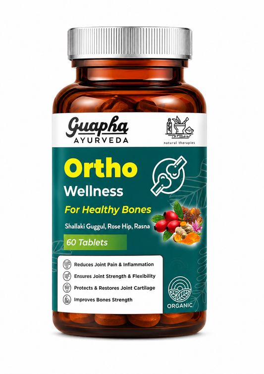 Guapha Ayurveda Ortho Wellness Tablets | For Healthy Bones & Joints With Herbal Extracts Of Boswellia Serrata, Curcumin, Rosehip | 60 Tablets