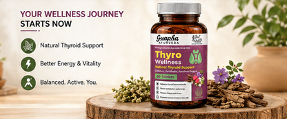 Guapha Ayurveda Thyro Wellness Tablets | Natural Thyroid Support | Helps Balance Hormones, Boost Metabolism & Energy | Ayurvedic Formula with Gokshuru, Paribhadra, Kanchanar Guggul | 60 Tablets