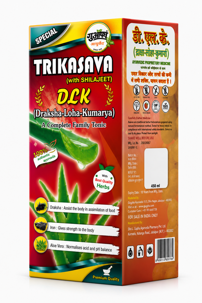 Guapha Ayurveda Trikasava Special (D.L.K.) | With Ashwagandha And Shilajeet | A complete Family Tonic 450ml